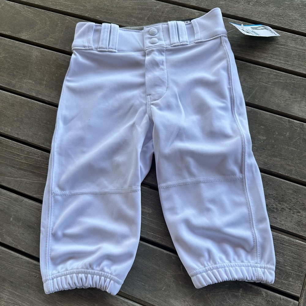 Kids White Athletic Baseball Pants -Shortie  Style